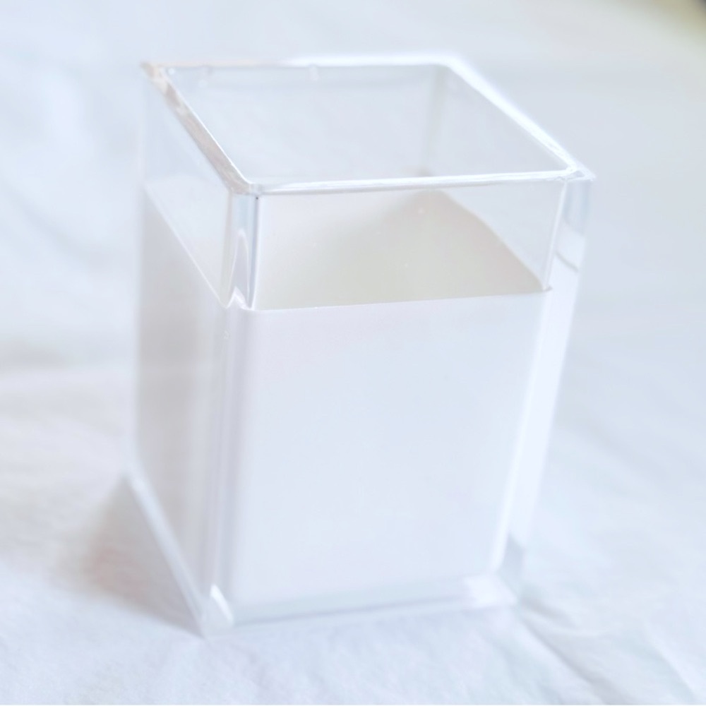 Modern White & Clear Acrylic Desk Organizer Pen Holder